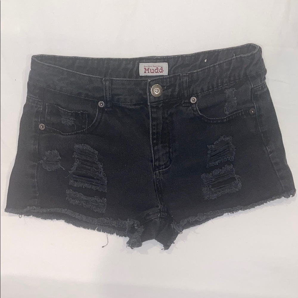 Mudd Black Jean Shorts Distressed Style